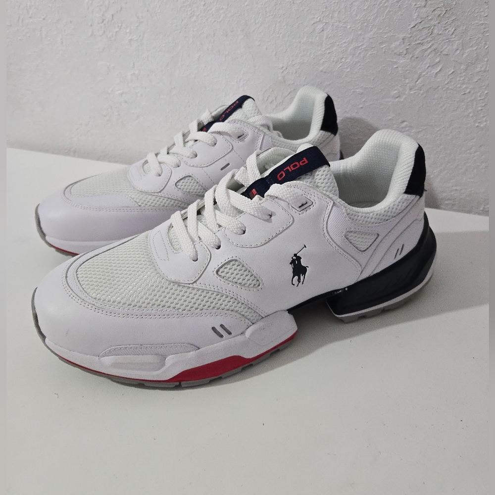 Polo Ralph Lauren Jogger Sneakers Lace Up White Shoes Men’s Size 11.5